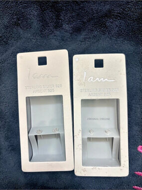 I am Sterling Silver 925 Zirconia Stud Earrings Bundle of 2 Cubic Zirconia Stud